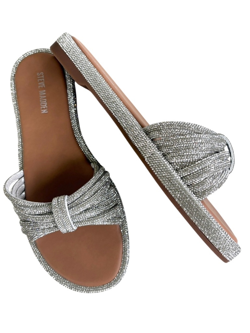 New In Box Steve Madden Abound Rhinestone Embellished Slide Sandals Size 7.5